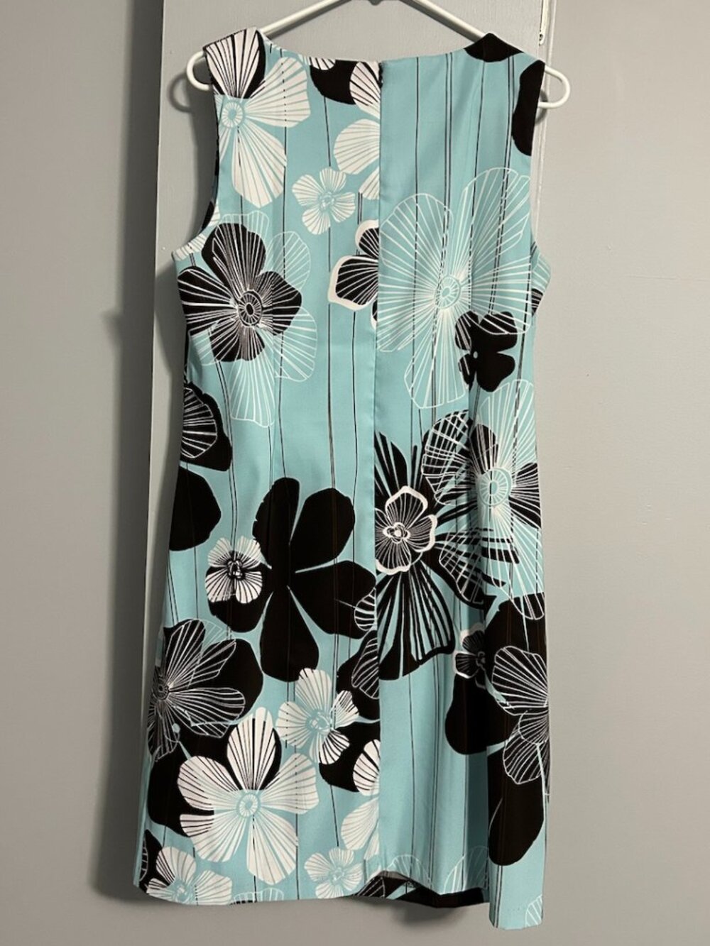 NorthStyle Aqua/Brown/White Floral Sleeveless Midi Dress Women's 14 - Picture 6 of 10